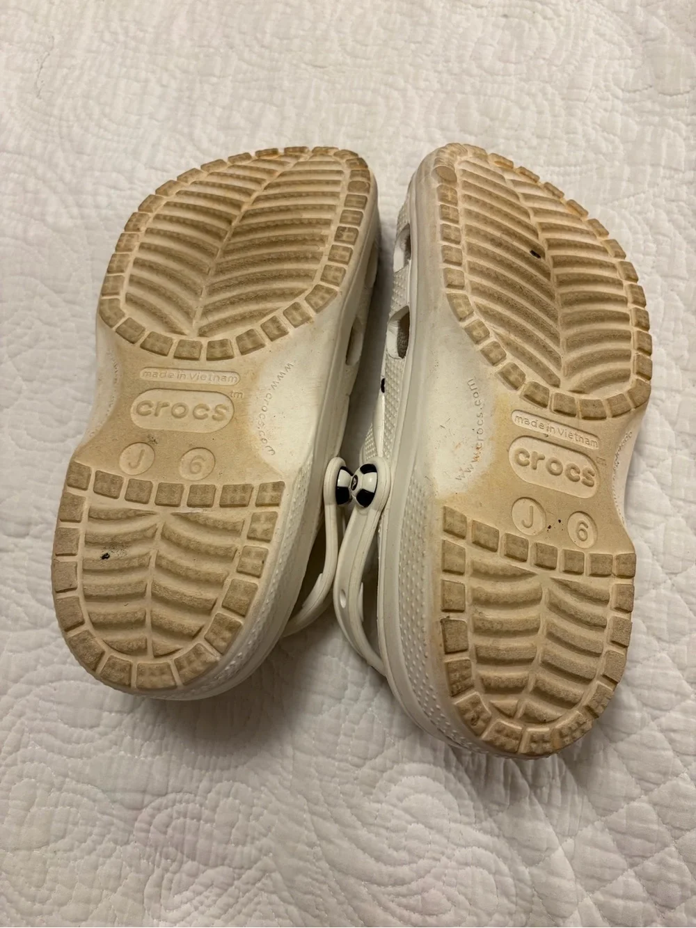 CROCS Kids Soccer-Pattern Clogs in White and Black